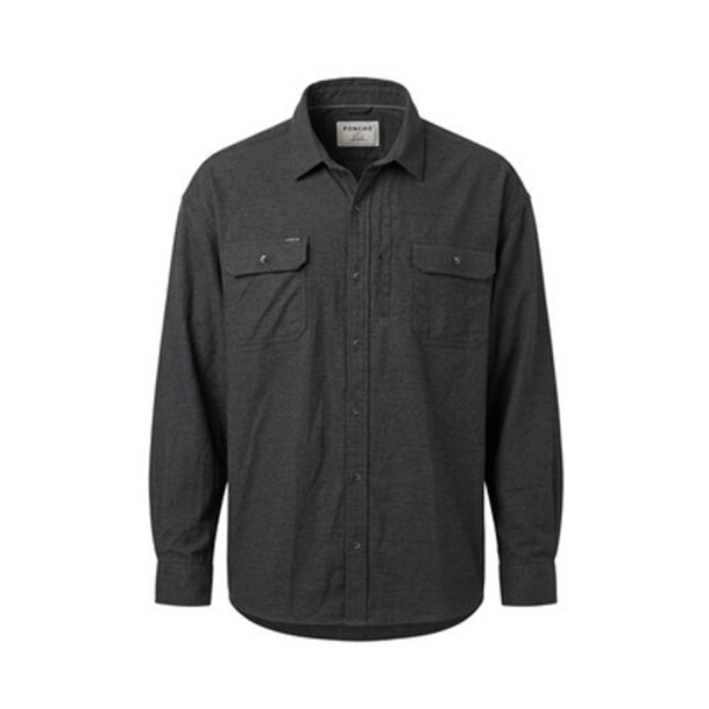 Poncho Shirt Mens 2XL Gray Magnetic Pockets Button Up Long Sleeve Stretch Casual